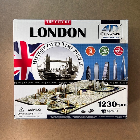 London 4D Cityscape Jigsaw Puzzle History Over Time 3 layer puzzle 1230+ pcs - Picture 1 of 6